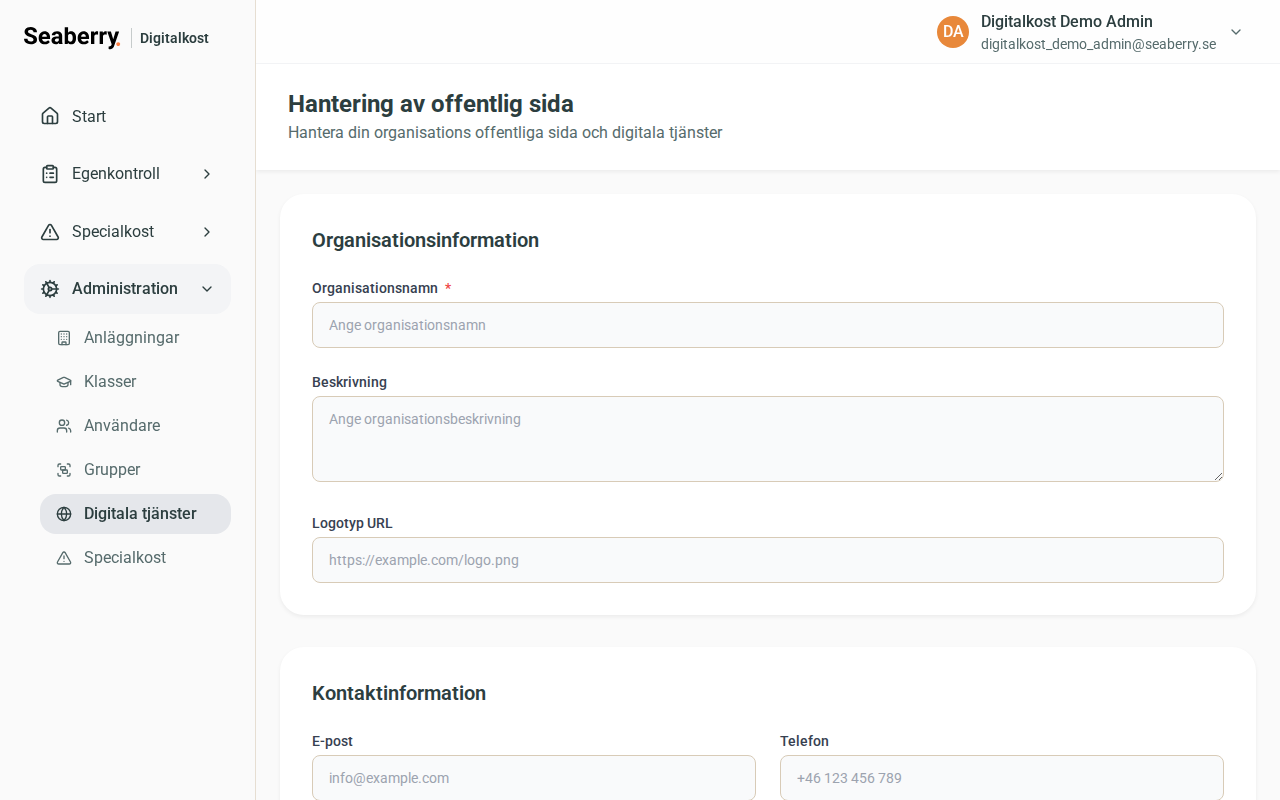 Hantering av offentlig sida