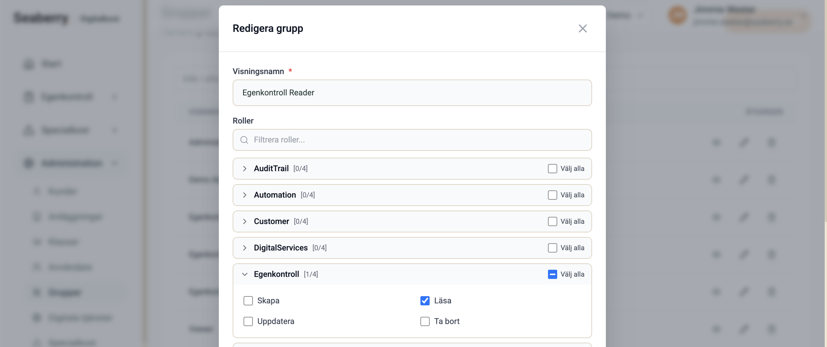 Redigera gruppens roller