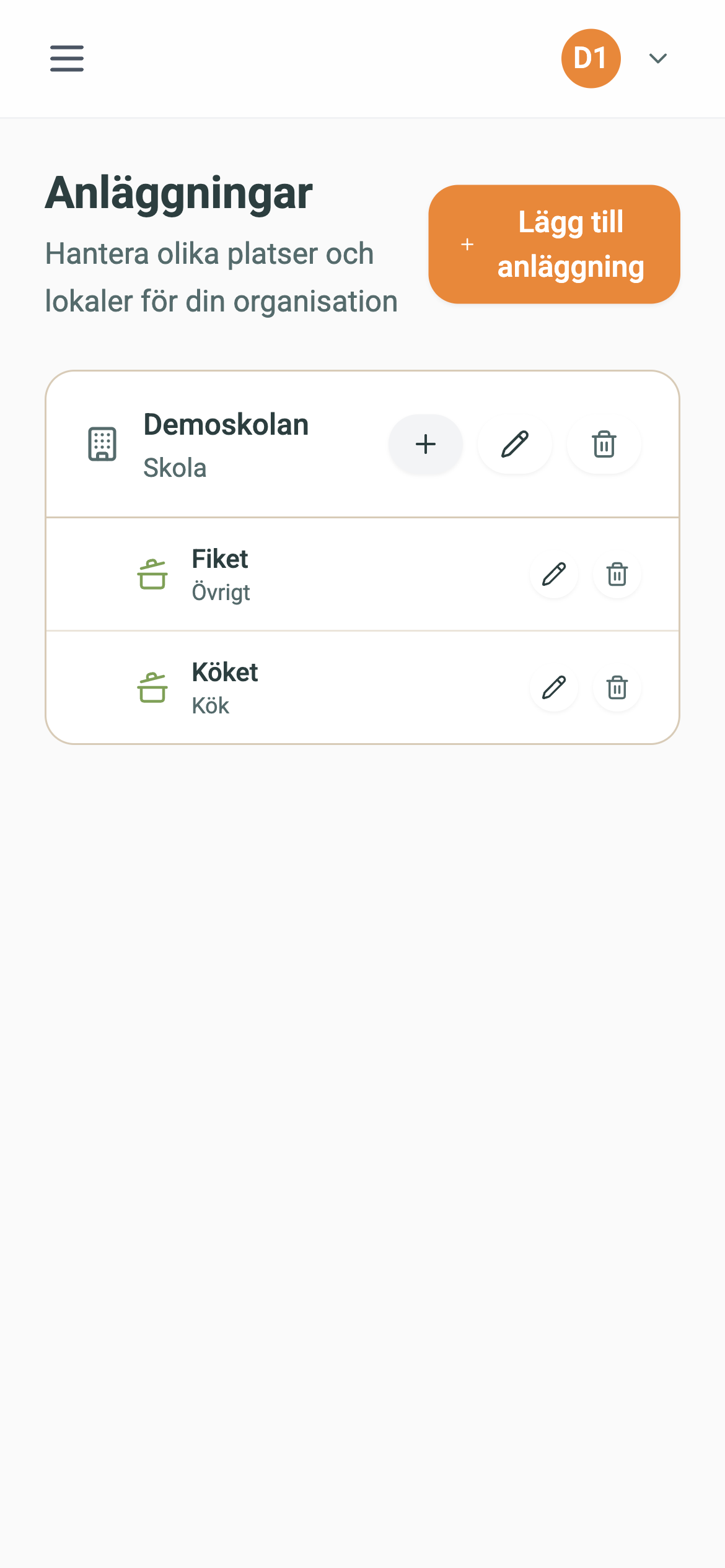 Platsöversikt – mobilvy