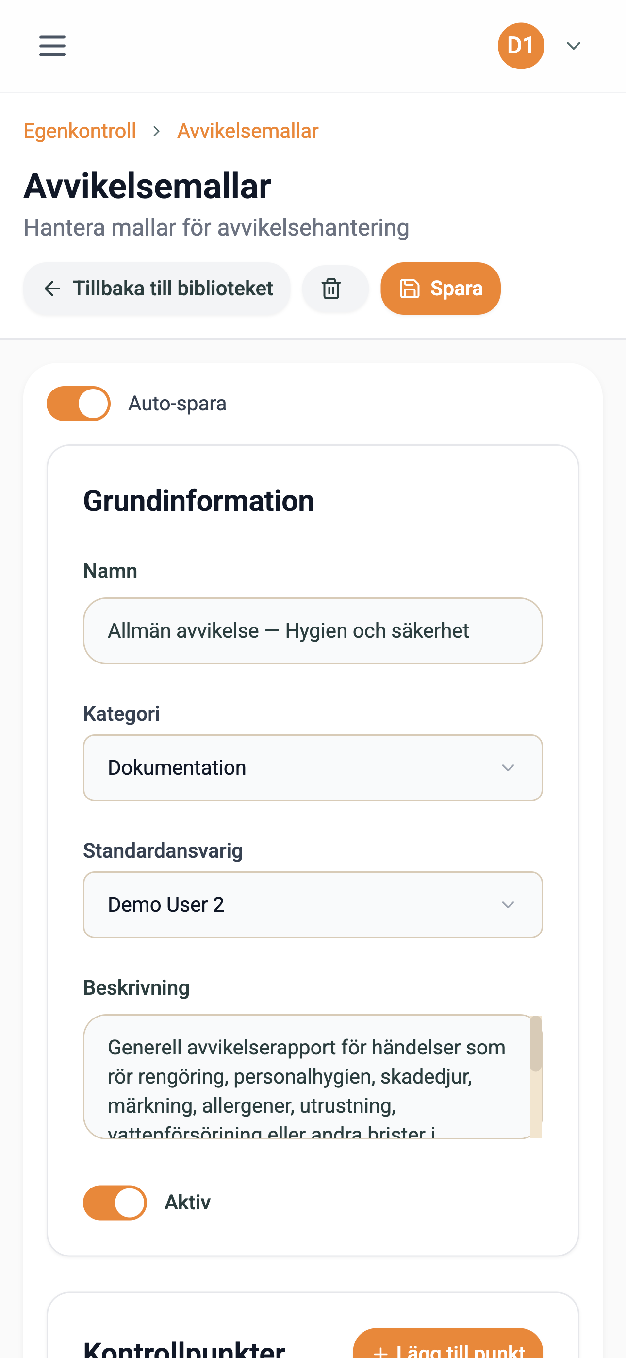 Redigera avvikelse – mobilvy